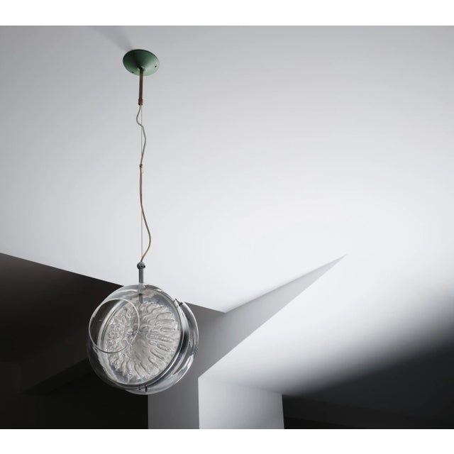 Mid-Century Modern Italian Pendant Lamp in Murano Glass and Brass, 1960s For Sale - Image 3 of 13