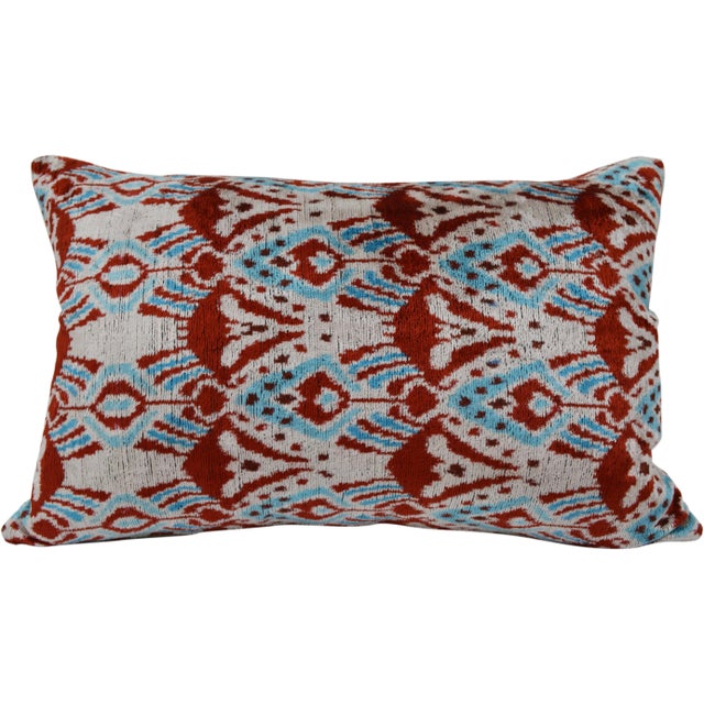 Contemporary Silk Uzbek Ikat Velvet Hand Made Pillow Cushion For Sale - Image 3 of 3