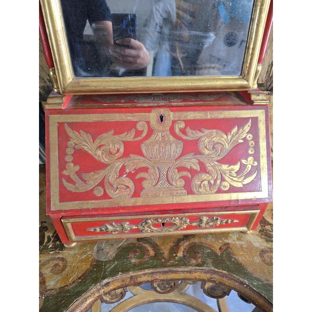 18th Century European Red Lacquer Dressing Table with Mirror, 1780 For Sale - Image 13 of 15
