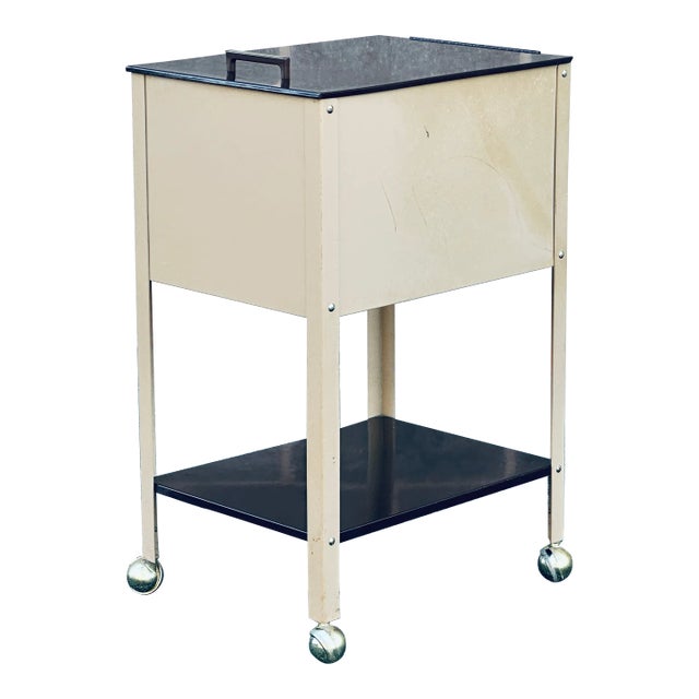 Vintage Metal Rolling Office Cart Hanging File Cabinet With Shelf For Sale