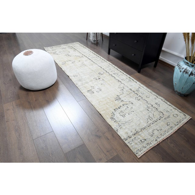1970s Vintage Persian Handmade Wool Cotton Runner Rug For Sale - Image 4 of 11