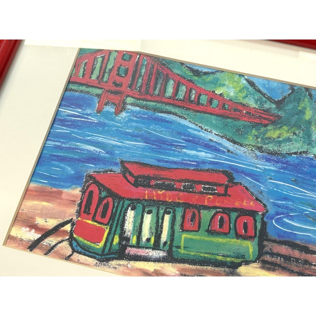 Original Signed and Framed Primitive Pastel Artwork Depicting a 'Bridge & Train' For Sale - Image 13 of 13