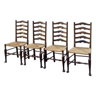 Mid 20th Century Set of 4 French Provincial Rush Seat Dining Chairs For Sale