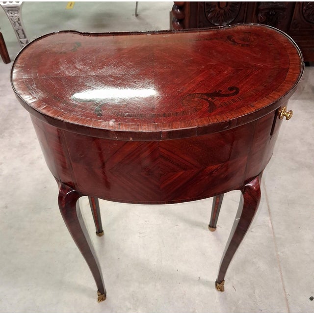 Louis XV Style Marquetry Lady's Commode, 1920s For Sale - Image 4 of 11