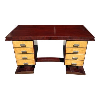 1940s French Art Deco Exotic Macassar Ebony Partner Desk For Sale