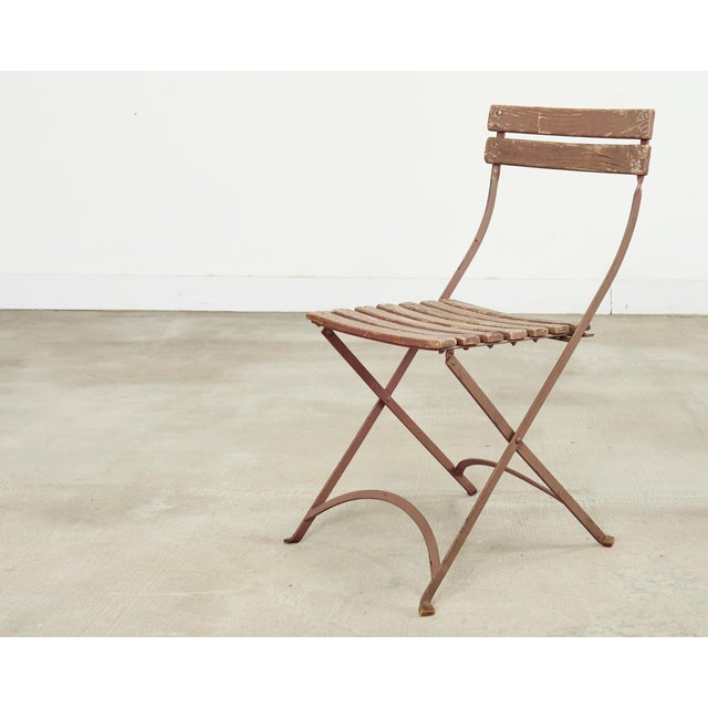 Set of Ten French Folding Iron Bistro Dining Chairs For Sale - Image 10 of 18