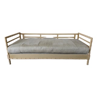 1970’s Hollywood Regency Faux Bamboo Carved Daybed Sofa For Sale