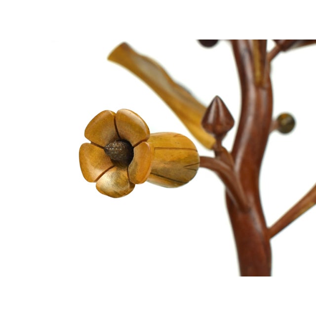 Mid 20th Century Modern Tall Carved Wood Floral Arrangement Art Sculpture For Sale - Image 9 of 11