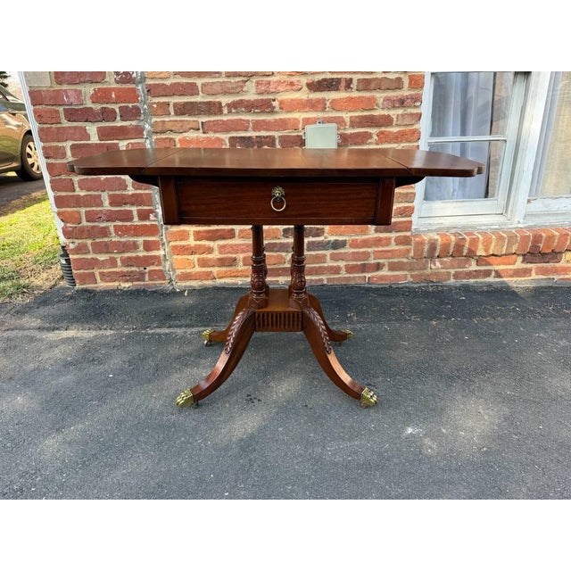 Antique American Classical Style Duncan Phyfe Carved Mahogany Drop Leaf Side Table, For Sale - Image 15 of 18