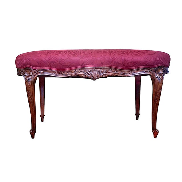 French Antique Louis XV-style Upholstered Piano Bench For Sale - Image 3 of 10