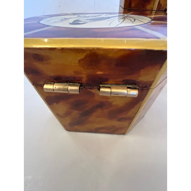 Artist Hand Painted Faux Tortoise & Pen & Ink Decorative Boxes - Set of 3 For Sale - Image 13 of 18