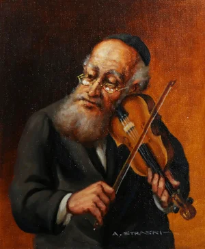 Musician 4, Abraham Straski Oil on Canvas, Signed Bottom Right