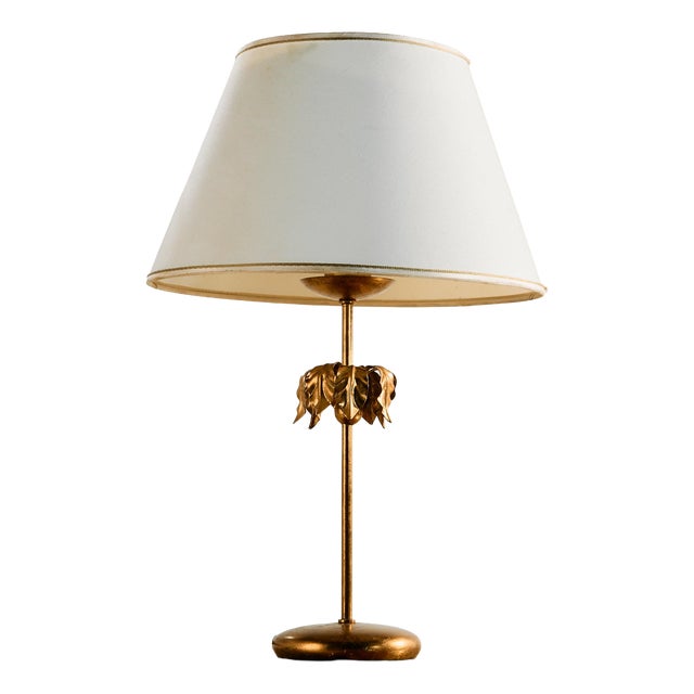 Vintage Gold-Painted Table Lamp, 1970s For Sale