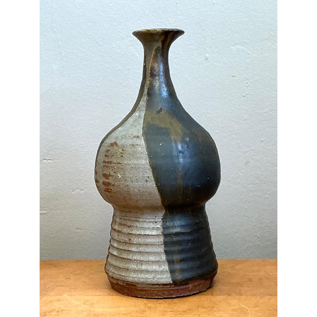 Vintage Textured Studio Pottery Vase For Sale - Image 14 of 17