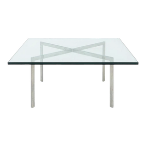 1970s Barcelona Style Solid Stainless Steel Coffee Table Design by Mies Van Der Rohe for Knoll