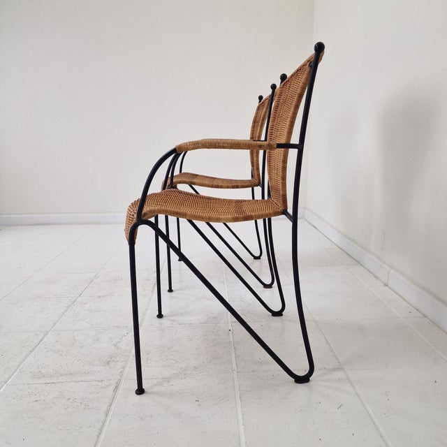 Wicker and Iron Armchairs from Frederic Weinberg, USA, 1950s, Set of 2 For Sale - Image 10 of 18