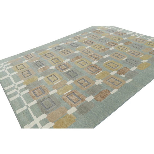 2010s Rug & Kilim’s Scandinavian Style Rug in Blue With Beige-Brown Geometric Patterns For Sale - Image 5 of 7