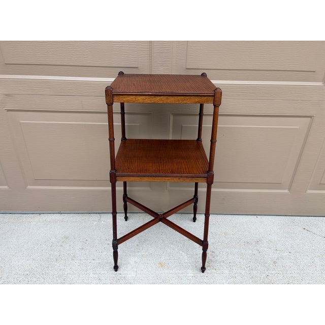 Early 20th Century Berkey & Gay Mahogany Faux Bamboo Two-Tier Side Table For Sale - Image 12 of 14