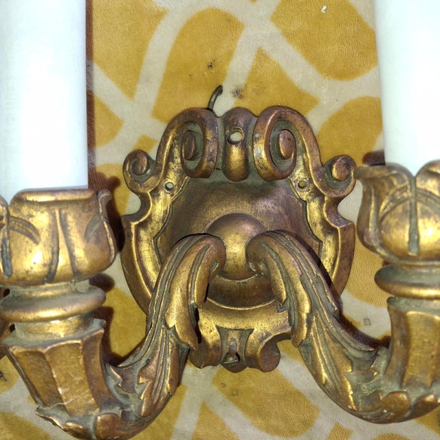 19thc French Antique Louis XV Manor Carved Giltwood Baroque Sconces a - Pair For Sale - Image 4 of 12