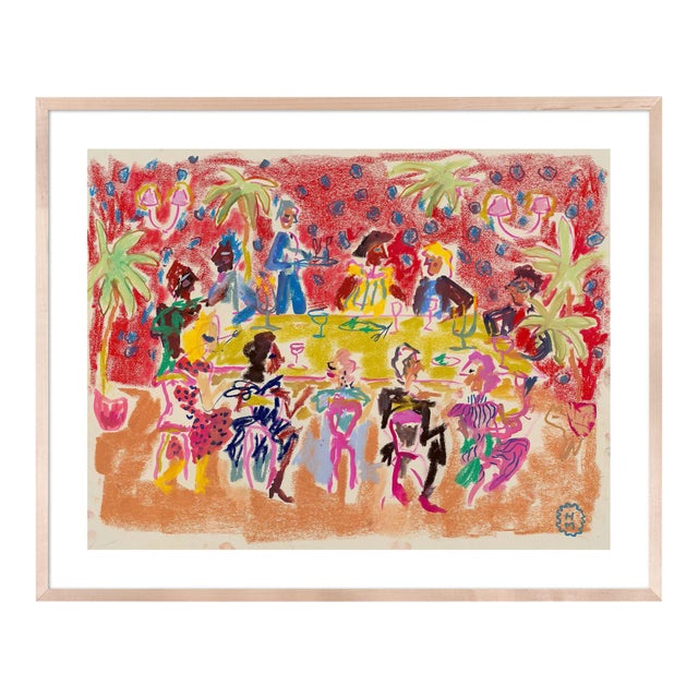 At a Dinner Party by Happy Menocal in Natural Maple Frame, Small Art Print For Sale