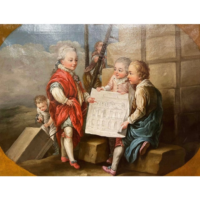 Red 18th Century French “Four Arts” Allegorical Paintings After Carle Van Loo For Sale - Image 8 of 18