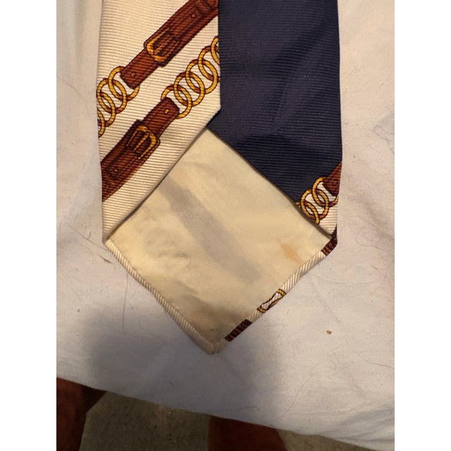 Navy Blue Polo - Ralph Lauren Vintage 1980’s Neck Tie Mens Polo Player Silk, Wide For Sale - Image 8 of 12