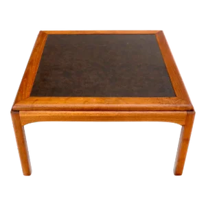 Square Oiled Walnut Faux Slate Top Coffee Table