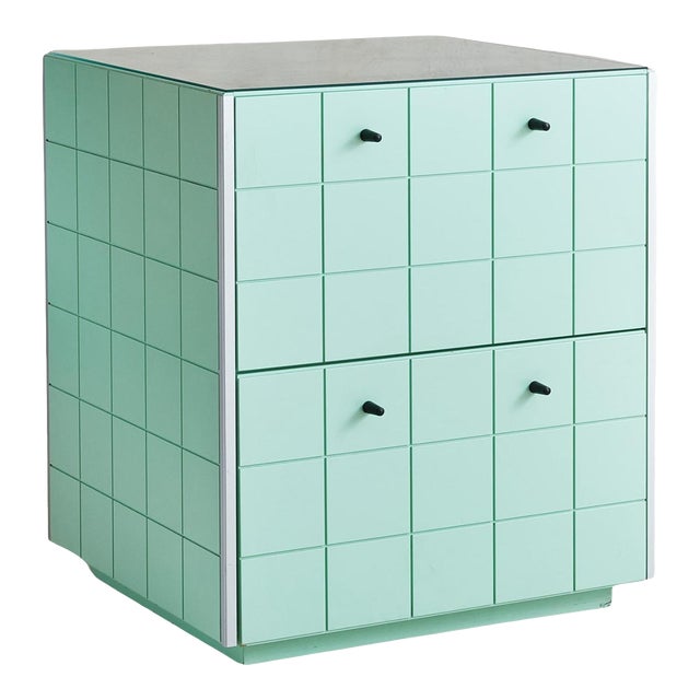 Mint Green Cube Cabinet Attributed to Alessandro Mendini for Alessi, Italy 1980s For Sale