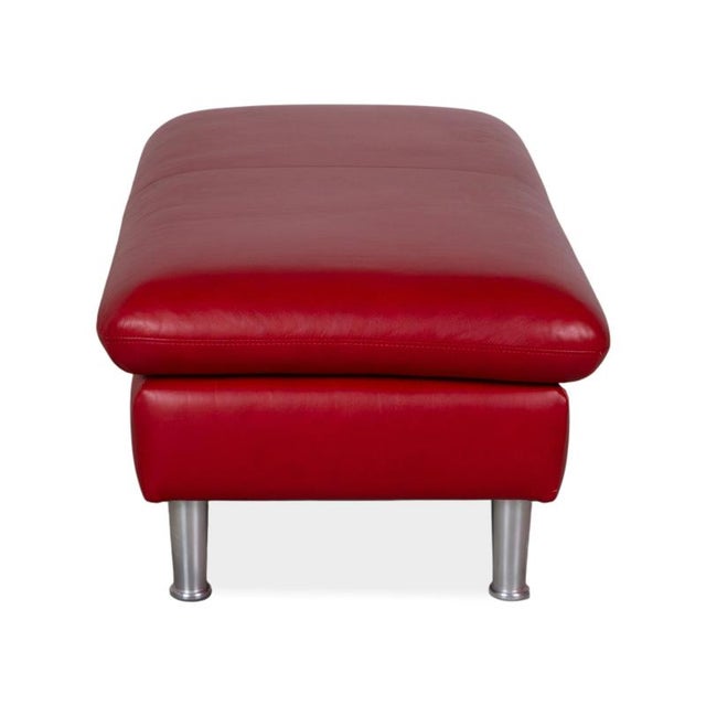Animal Skin Loop Stool in Red Leather from Willi Schillig For Sale - Image 7 of 8