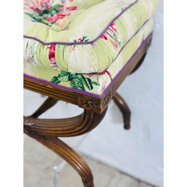 Vintage Floral Xbase Ottoman For Sale - Image 11 of 11