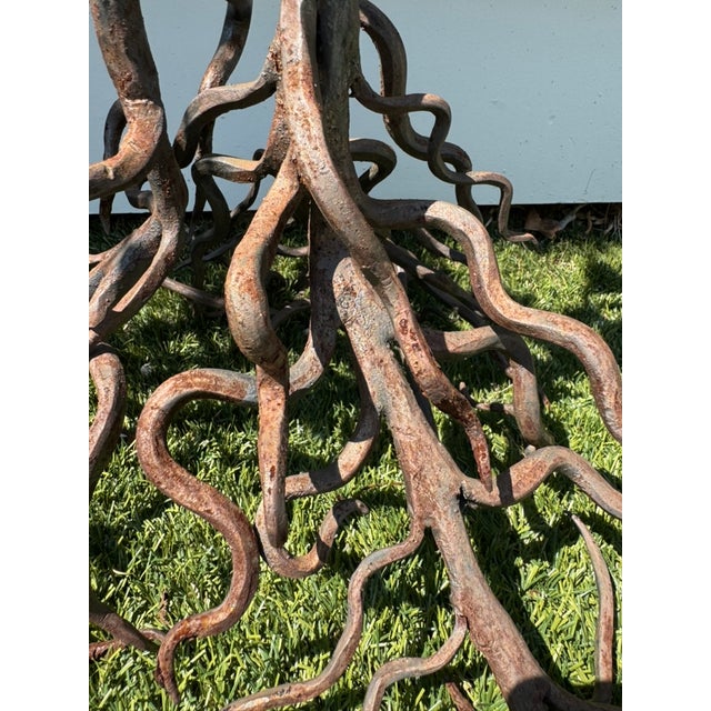 1940s Hand Forged Wrought Iron Rose Floor Candle Holder Sculpture Roots Blacksmith For Sale In Atlanta - Image 6 of 13
