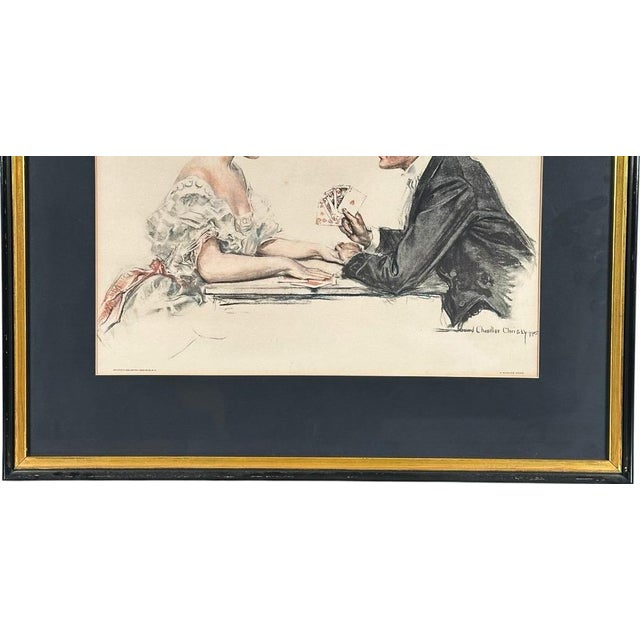 Wood Antique Howard Chandler Christy a Winning Hand Framed Edwardian Society Art Print For Sale - Image 7 of 12