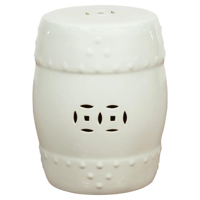 Chinese Vintage Blanc De Chine Garden Stool with Pierced and Raised Motifs For Sale - Image 13 of 13