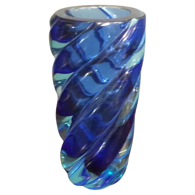 Mid-Century Modern Vase in Blue Murano Glass For Sale - Image 10 of 10