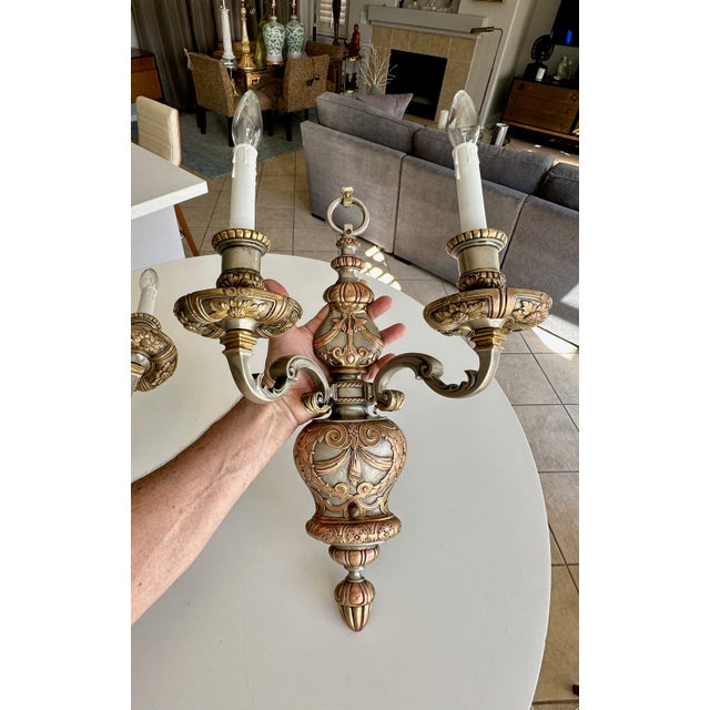 Pair Caldwell 2-Arm Bronze and Silver Wall Sconce For Sale - Image 13 of 15