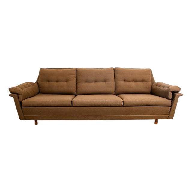 Mid Century Danish Modern Sofa Teak Ryesburg Mobler Brown Tufted Vintage 3 Seat For Sale