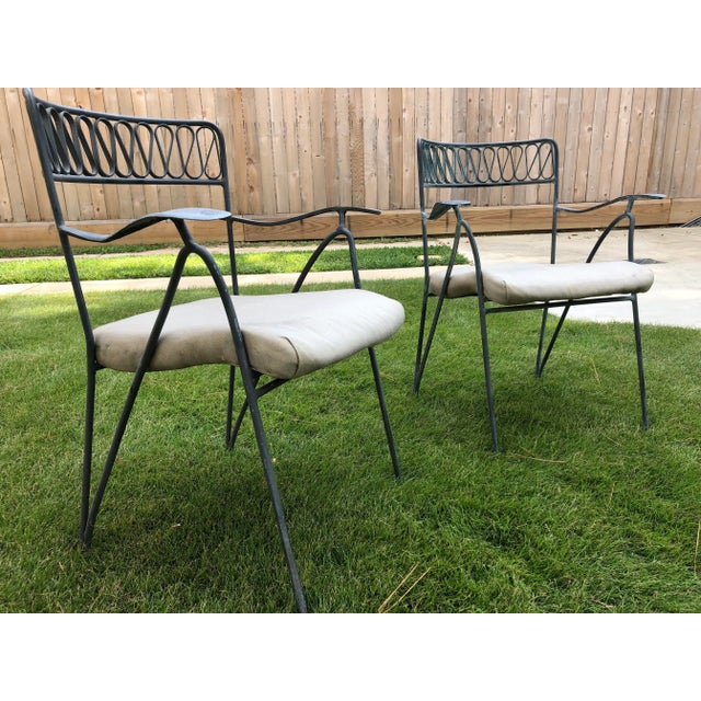 Great natural patina on these classic timeless Salterini style (I cannot find brand marking)Ribbon Chairs. Very...
