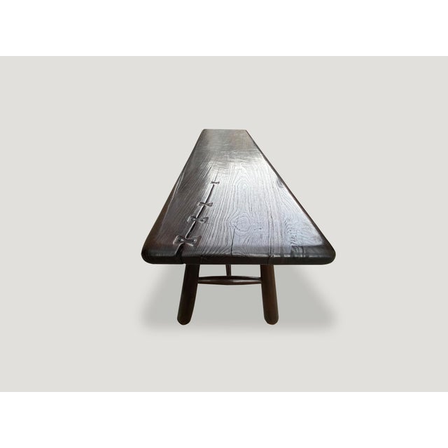 Andrianna Shamaris Midcentury Couture Espresso Stained Teak Wood Console Table For Sale - Image 4 of 18