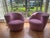 Pair of beautiful pink iconic Vladimir Kagen attributed Nautilus Swivel Chairs. Chairs are currently upholstered in the...