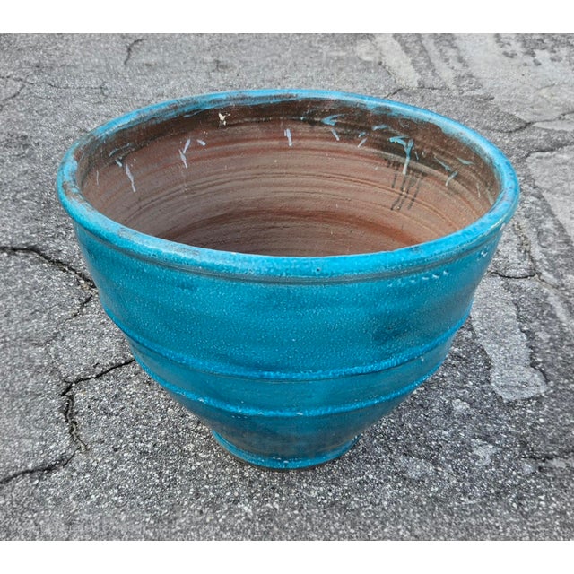 Large Moroccan Turquoise Blue Pottery Planter For Sale In Orlando - Image 6 of 6