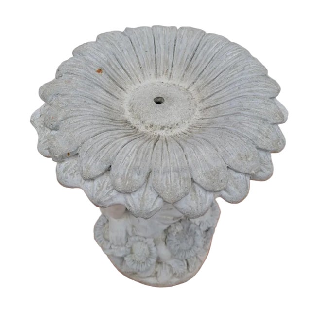 French Country Vintage Figural Birdbath With Child & Sunflower For Sale - Image 3 of 7