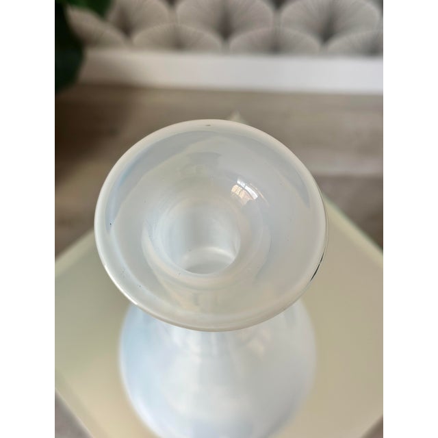 Vintage Mid-Century Modern Italian Empoli White Opaline Glass Decanter Genie Bottle For Sale - Image 9 of 12