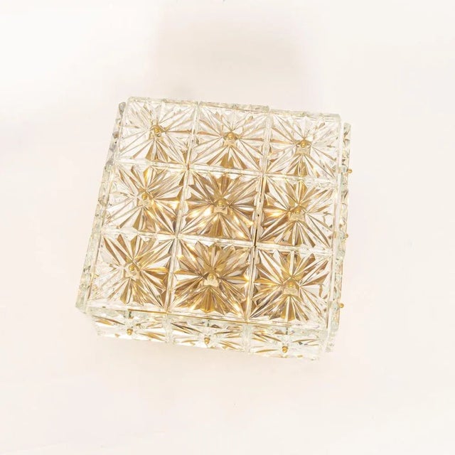1970s Large Flushmount Faceted Crystal Light Fixture by Kinkeldey, Germany For Sale - Image 5 of 10