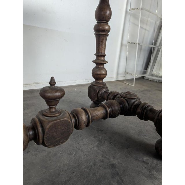 Wood Louis XIII Oak Table with Baluster Legs and H-Shaped Stretcher For Sale - Image 7 of 8