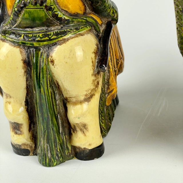Yellow 1970s Pair of Italian Ceramic Medieval Knights Figurines For Sale - Image 8 of 12