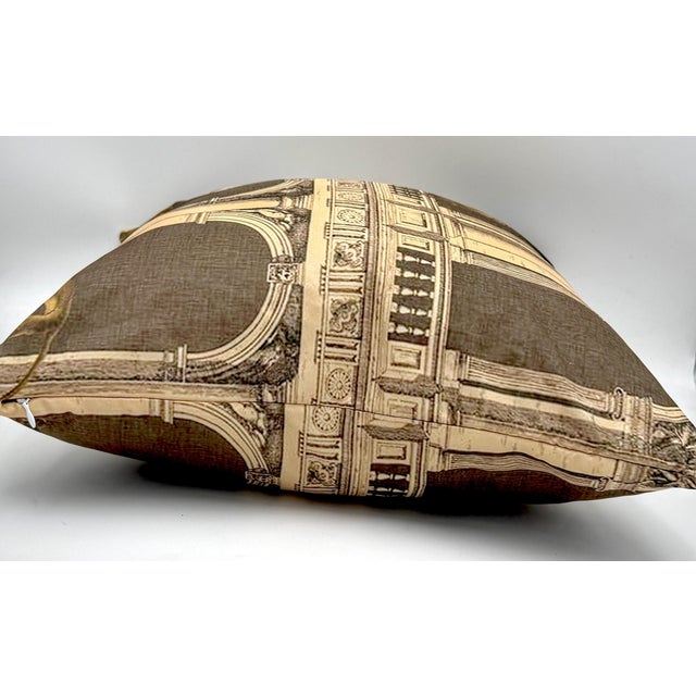 Early 21st Century Cole & Son Fornasetti "Procuratie e Scimmie" Architectural Monkey Silk Pillow For Sale - Image 5 of 8