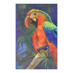 Vintage Colorful Parrot Gouache Painting
