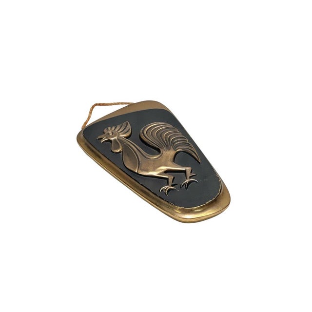 Mid-Century Modern Brass Rooster Wall Relief, West Germany, 1950s For Sale - Image 6 of 8