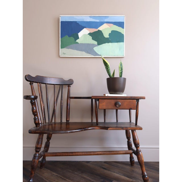 Mid-Century Modern Mid-Century Modern 'Along the Blue Coast' Swedish Abstract Landscape Oil Painting, Framed For Sale - Image 3 of 13