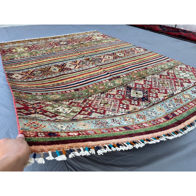 Tribal Super Kazak Hand-Knotted Wool Rug - 7'8" X 5'7" For Sale - Image 3 of 14